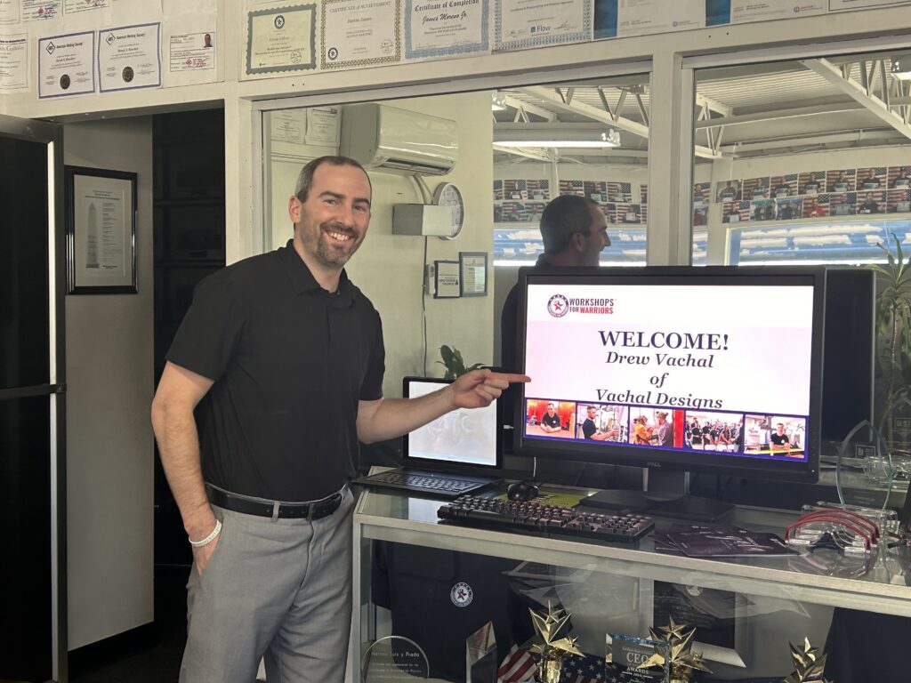 Drew Vachal welcomed on site at the Workshops for Warriors campus in San Diego